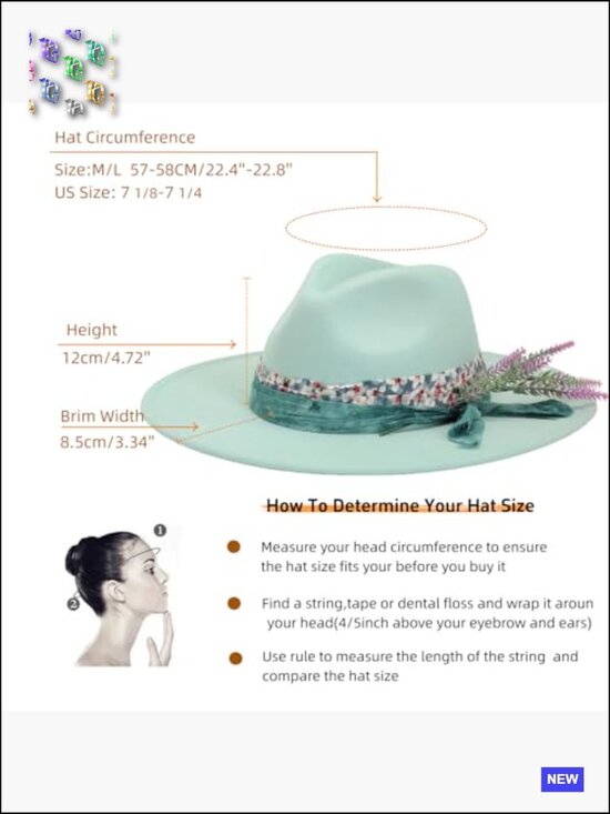 Wide Brim Fedora Hat for Women Men Classic Retro Dress Hat Adjustable